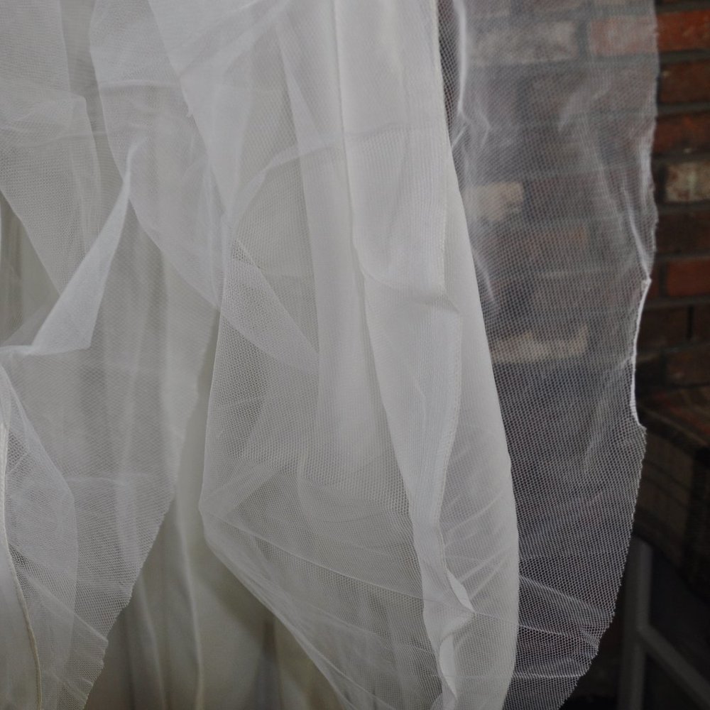 Vintage 50s 60s ILGWU Unoin Made Crinoline Modest Wedding Grad Dress Gown S - Picture 12 of 13